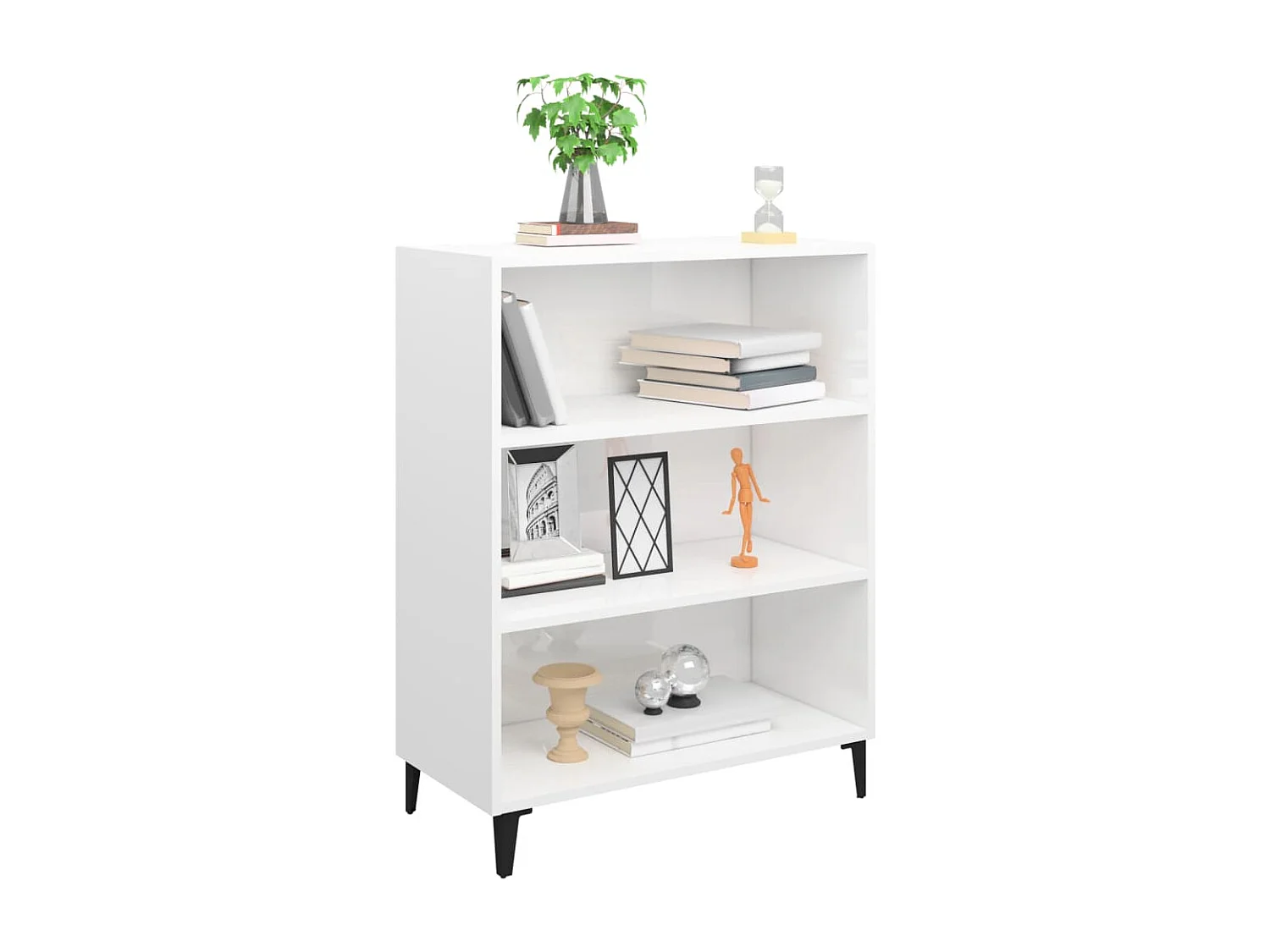 Dressoir 69,5x32,5x90 cm bewerkt hout hoogglans wit