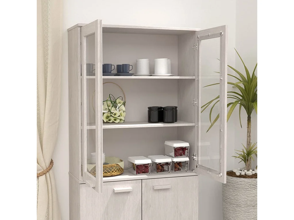 Opzetkast HAMAR 85x35x100 cm massief grenenhout wit