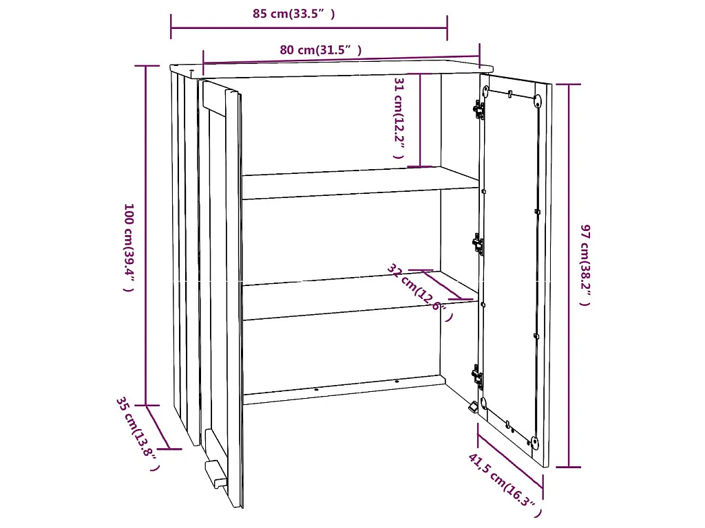 Dessus de buffet HAMAR Blanc 85x35x100 cm Bois de pin massif