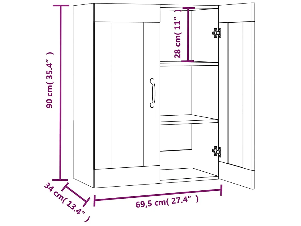 Bovenkast 69,5x34x90 cm wit
