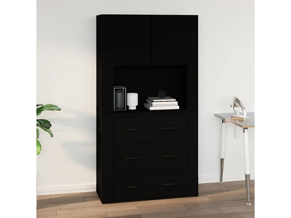 Wandkast 80x33x80 cm bewerkt hout zwart