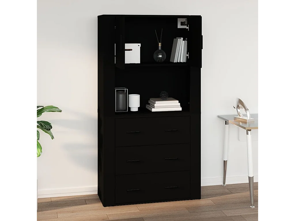 Wandkast 80x33x80 cm bewerkt hout zwart