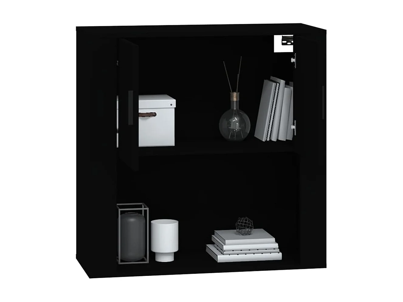 Wandkast 80x33x80 cm bewerkt hout zwart