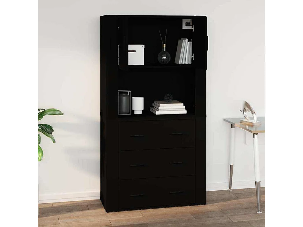 Armoire murale Noir 80x33x80 cm Bois d'ingénierie