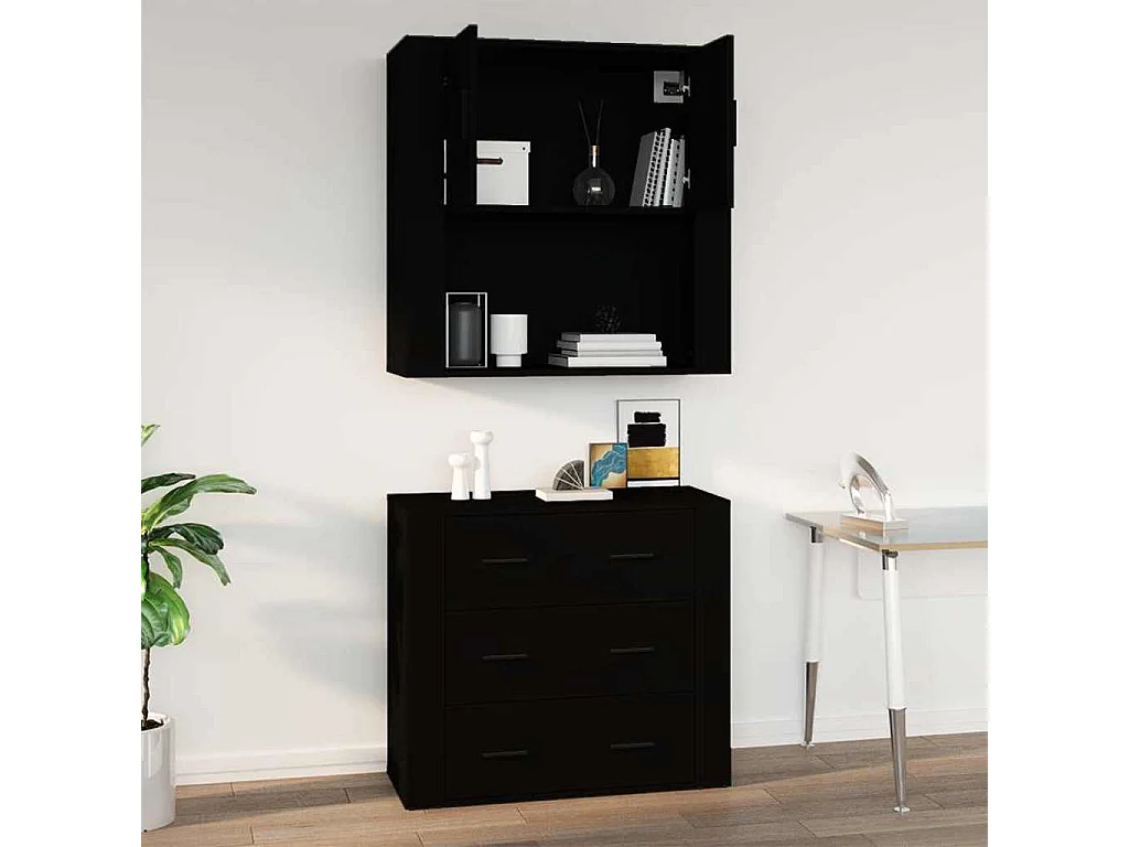 Armoire murale Noir 80x33x80 cm Bois d'ingénierie