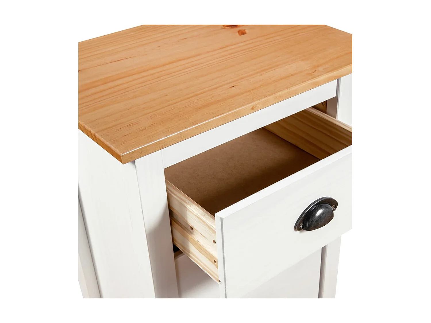 Mesita de noche Hill madera maciza de pino blanco 46x35x49,5 cm