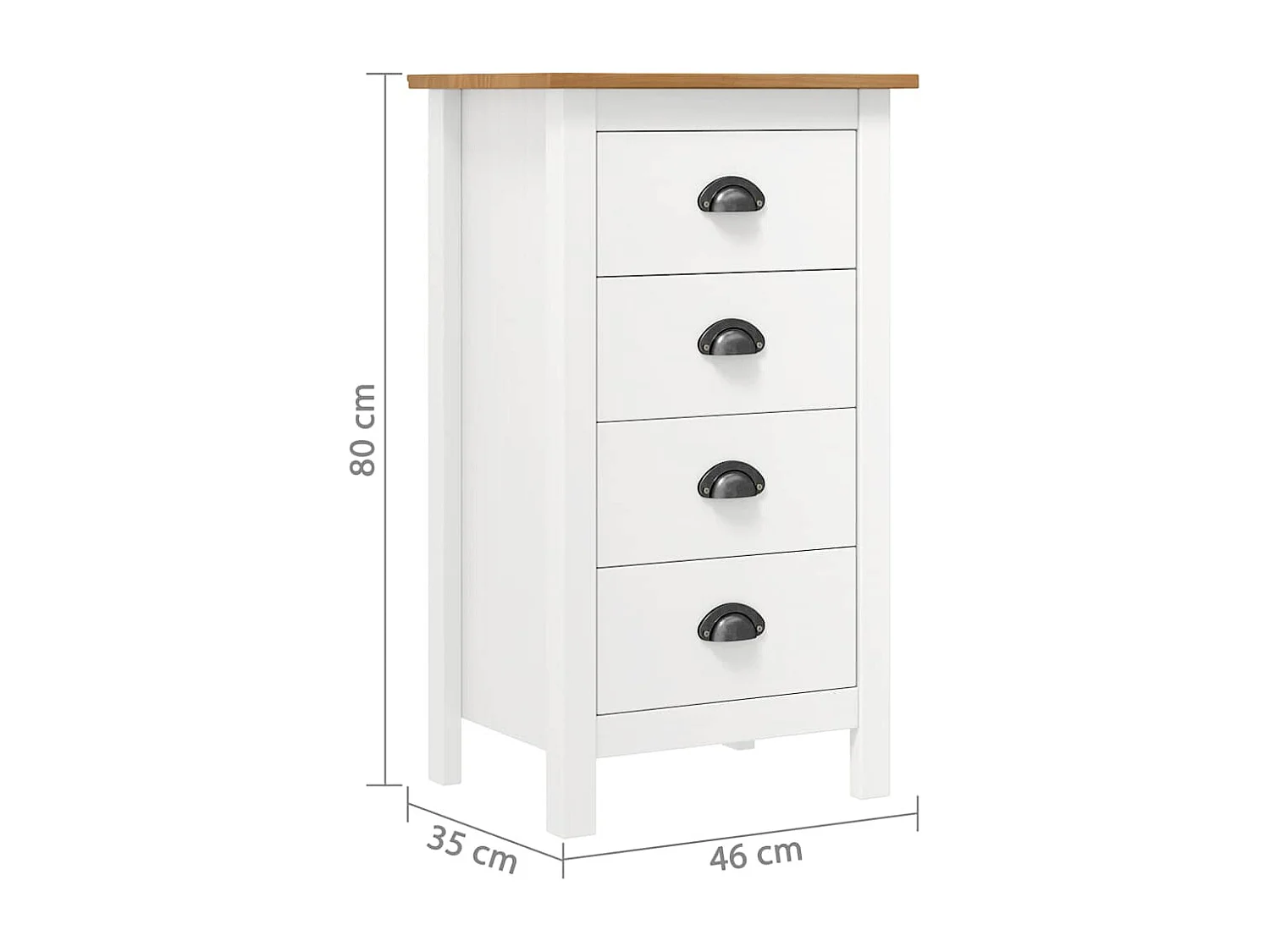 Buffet Hill Blanc 46x35x80 cm Bois de pin solide