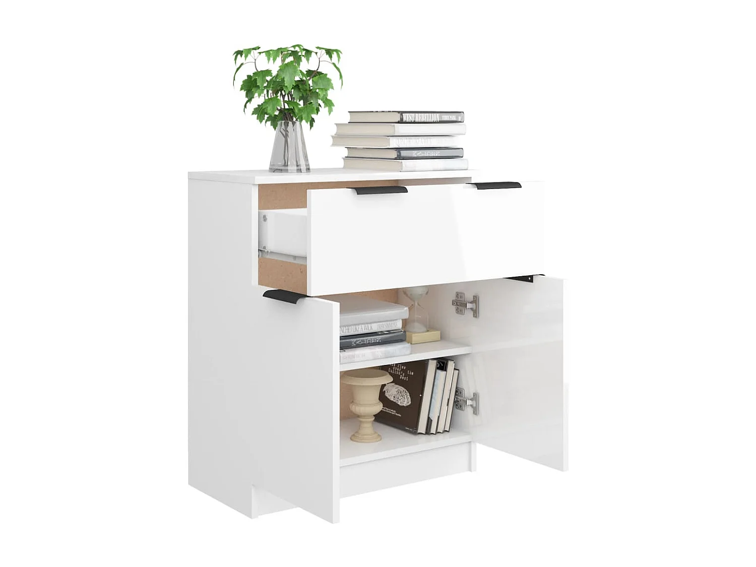 Buffet Blanc brillant 60x30x70 cm Bois d'ingénierie