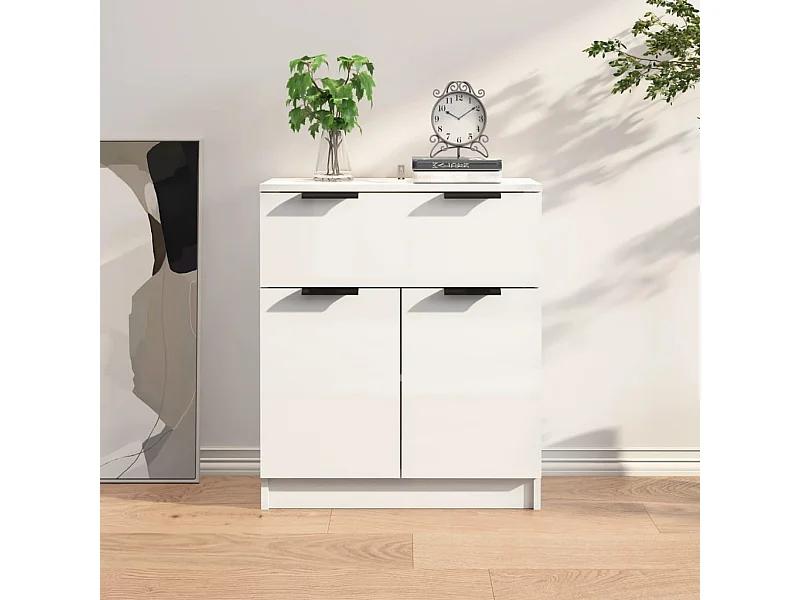 Buffet Blanc brillant 60x30x70 cm Bois d'ingénierie
