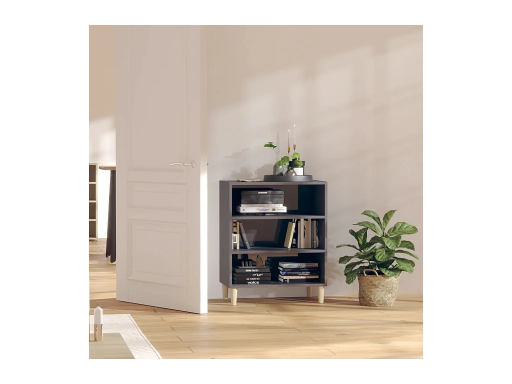 Buffet gris brillant 57x35x70 cm bois d'ingénierie