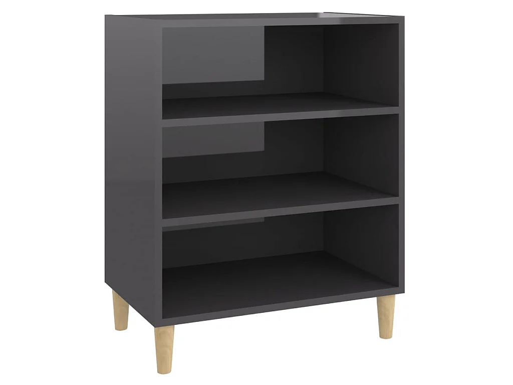 Buffet gris brillant 57x35x70 cm bois d'ingénierie