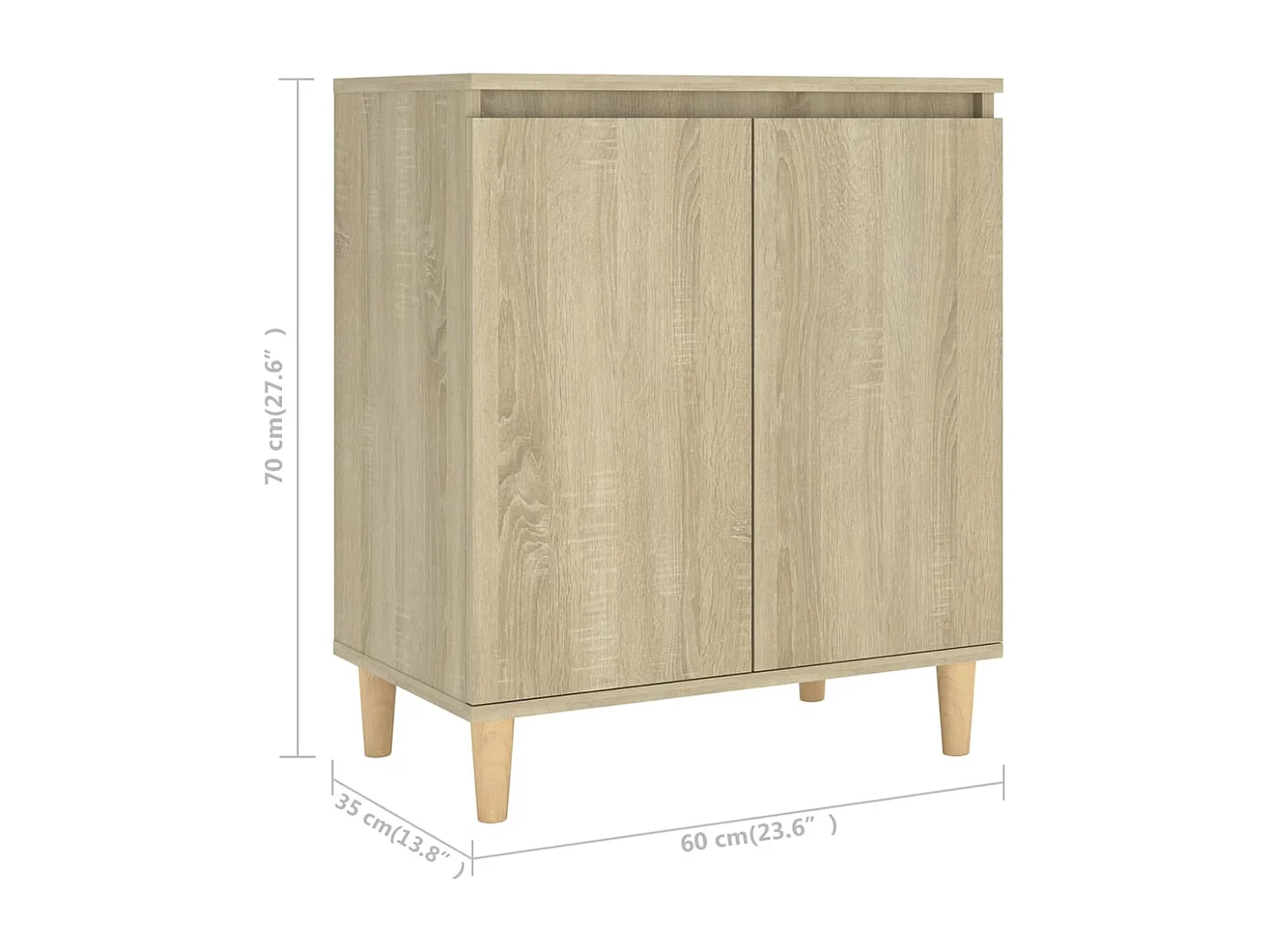Dressoir met houten poten 60x35x70 cm bewerkt hout sonoma eiken