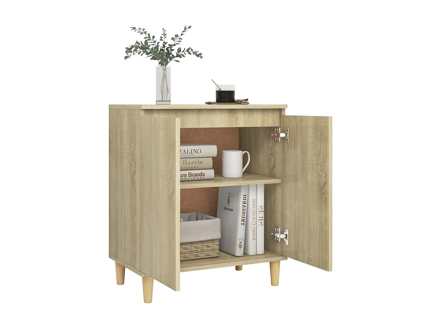 Dressoir met houten poten 60x35x70 cm bewerkt hout sonoma eiken