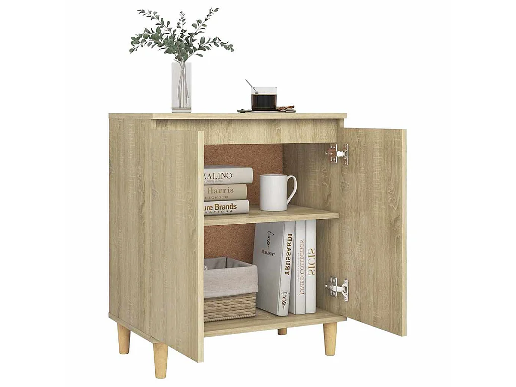 Dressoir met houten poten 60x35x70 cm bewerkt hout sonoma eiken