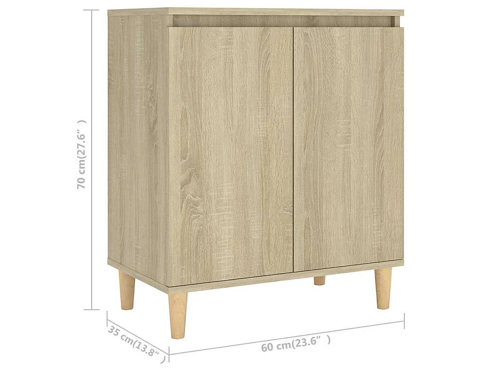 Dressoir met houten poten 60x35x70 cm bewerkt hout sonoma eiken