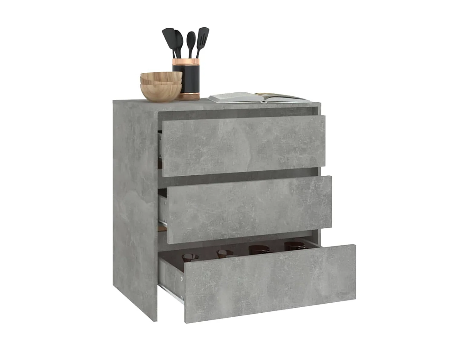 Dressoir 70x41x75 cm bewerkt hout betongrijs