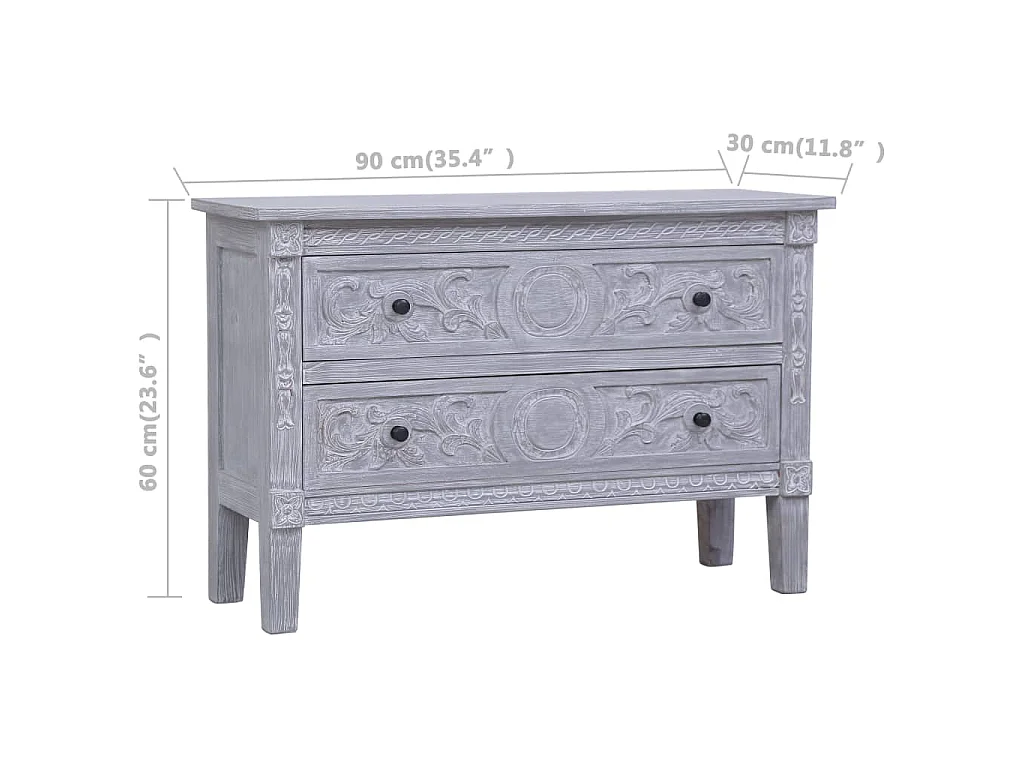 Buffet avec 2 tiroirs 90x30x60 cm Bois d'acajou massif