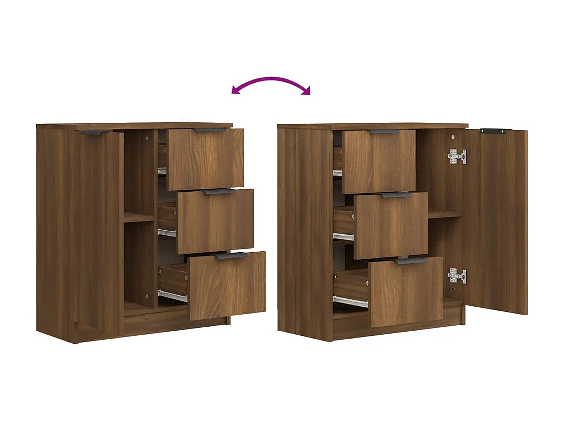 Dressoir 60x30x70 cm bewerkt hout bruin eikenkleur