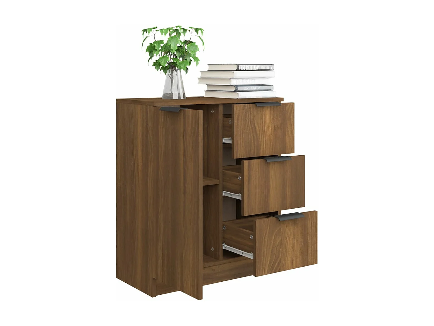 Dressoir 60x30x70 cm bewerkt hout bruin eikenkleur