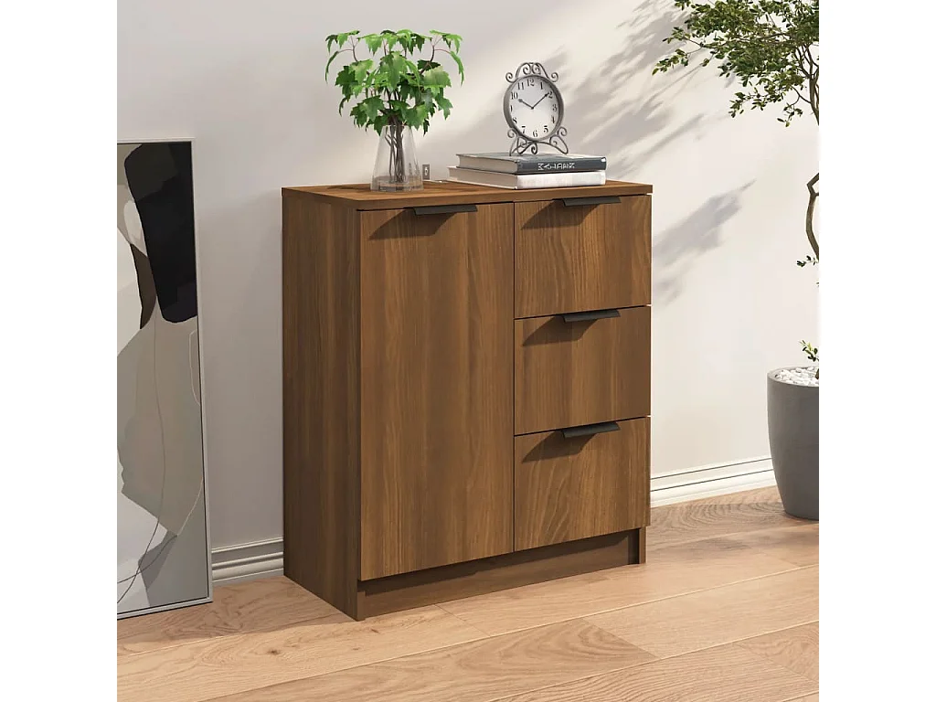 Dressoir 60x30x70 cm bewerkt hout bruin eikenkleur