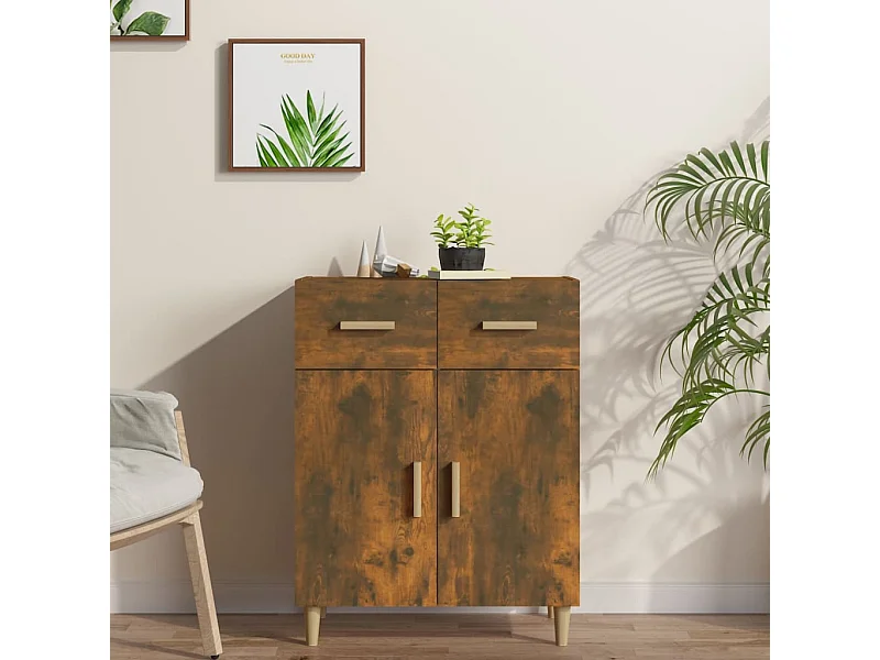 Aparador madera contrachapada roble ahumado 69,5x34x89 cm