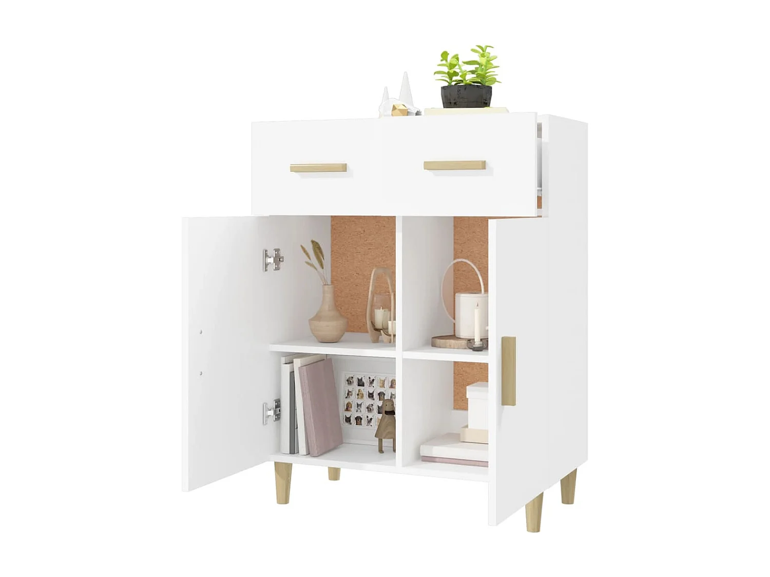 Buffet blanc 69,5x34x89 cm bois d’ingénierie