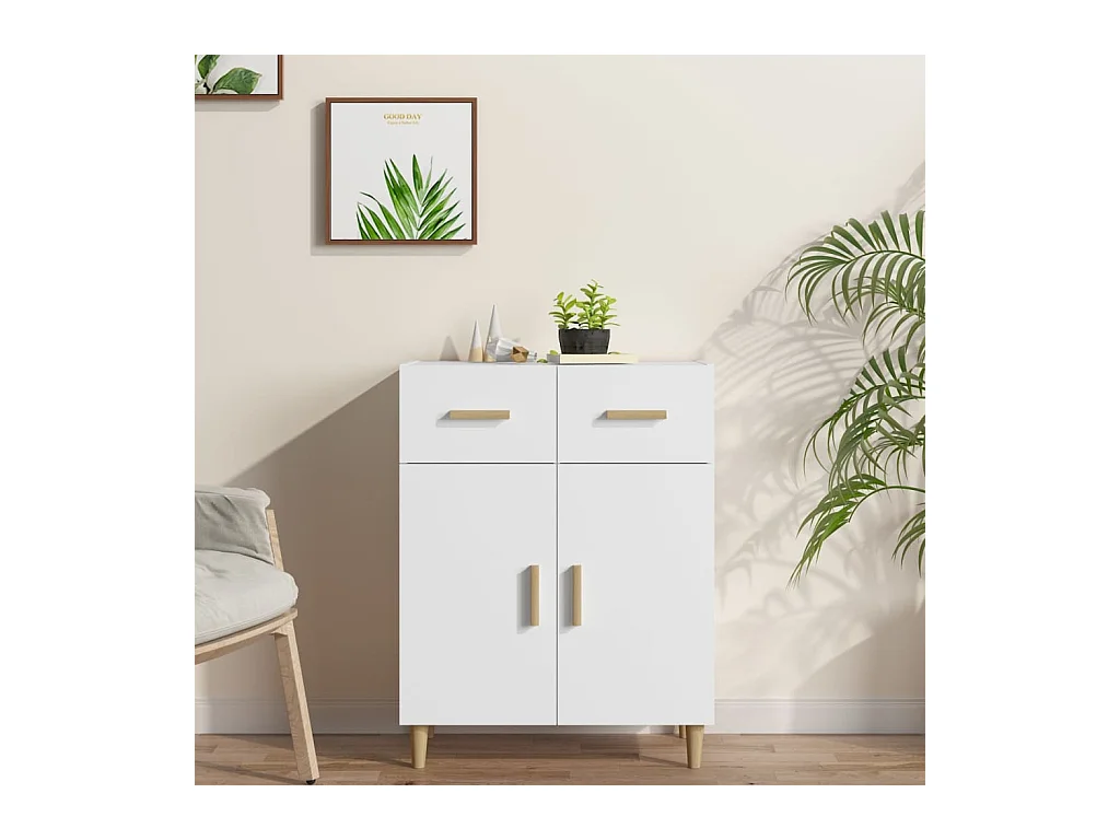 Buffet blanc 69,5x34x89 cm bois d’ingénierie