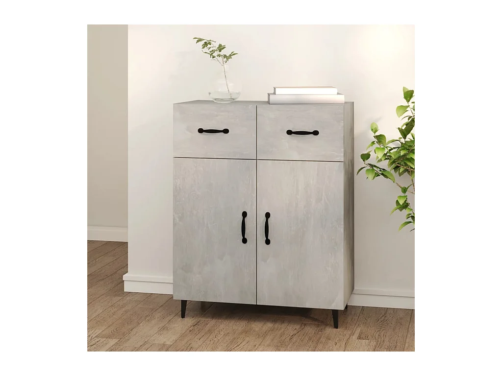 Buffet gris béton 69,5x34x90 cm bois d'ingénierie