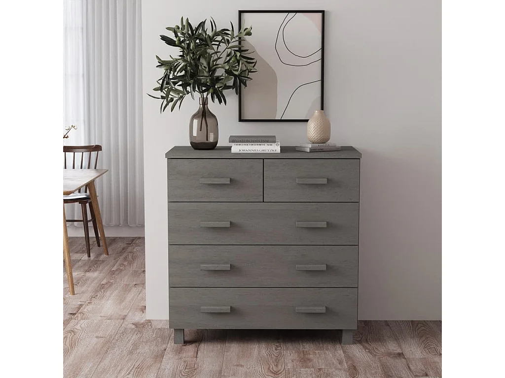 Credenza HAMAR Grigio Chiaro 79x40x80 cm Legno Massello di Pino