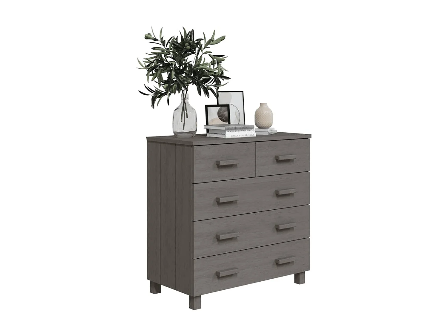 Credenza HAMAR Grigio Chiaro 79x40x80 cm Legno Massello di Pino