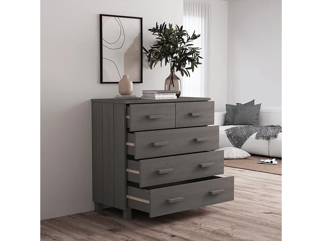 Credenza HAMAR Grigio Chiaro 79x40x80 cm Legno Massello di Pino