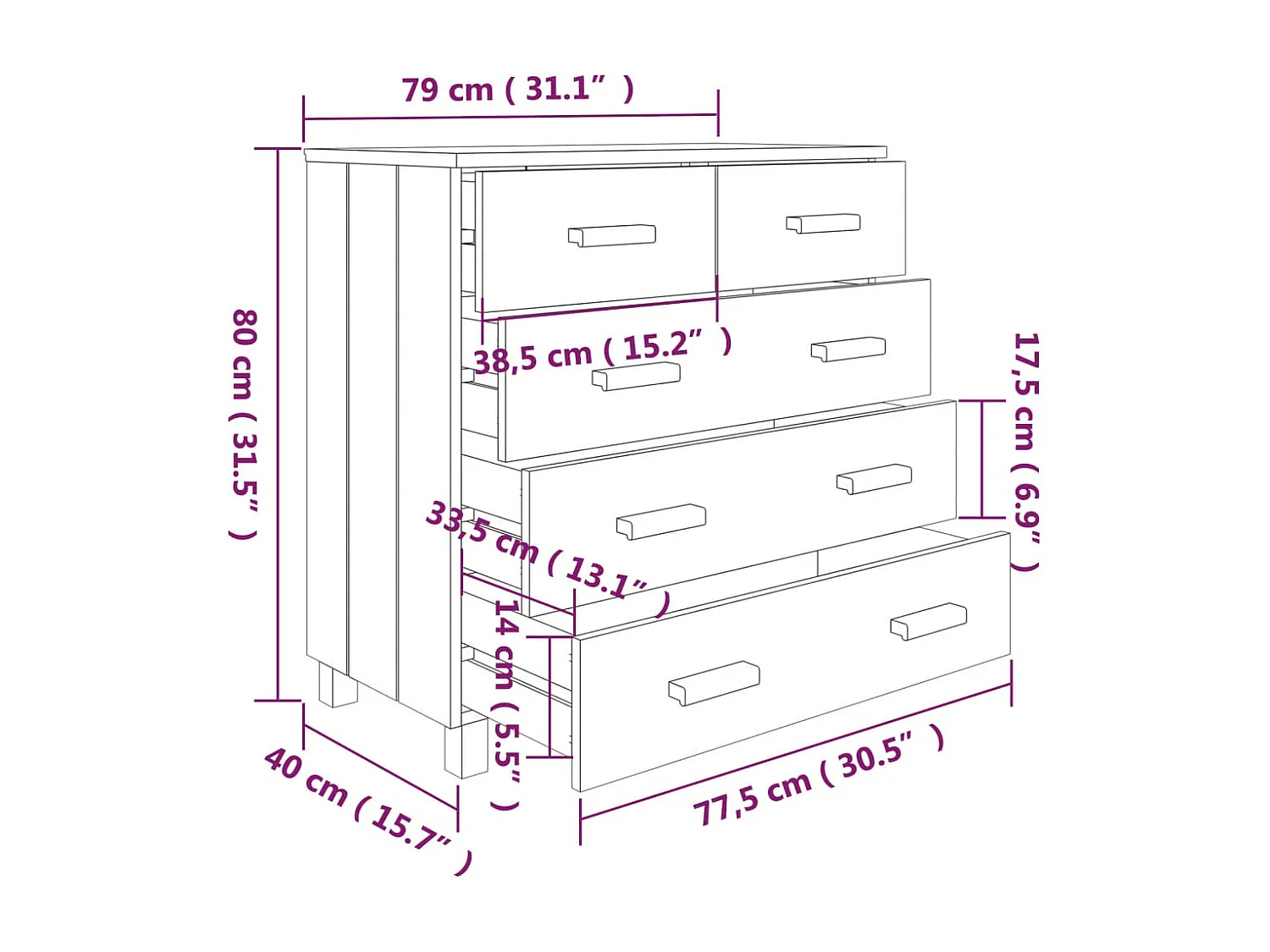 Credenza HAMAR Grigio Chiaro 79x40x80 cm Legno Massello di Pino