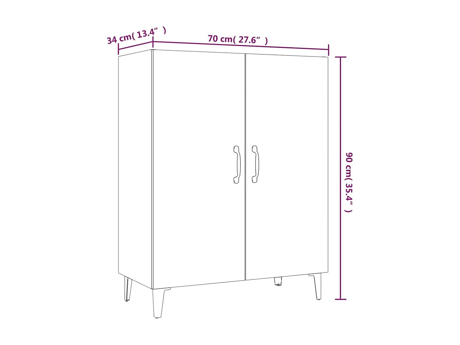Buffet Chêne sonoma 70x34x90 cm Bois d'ingénierie