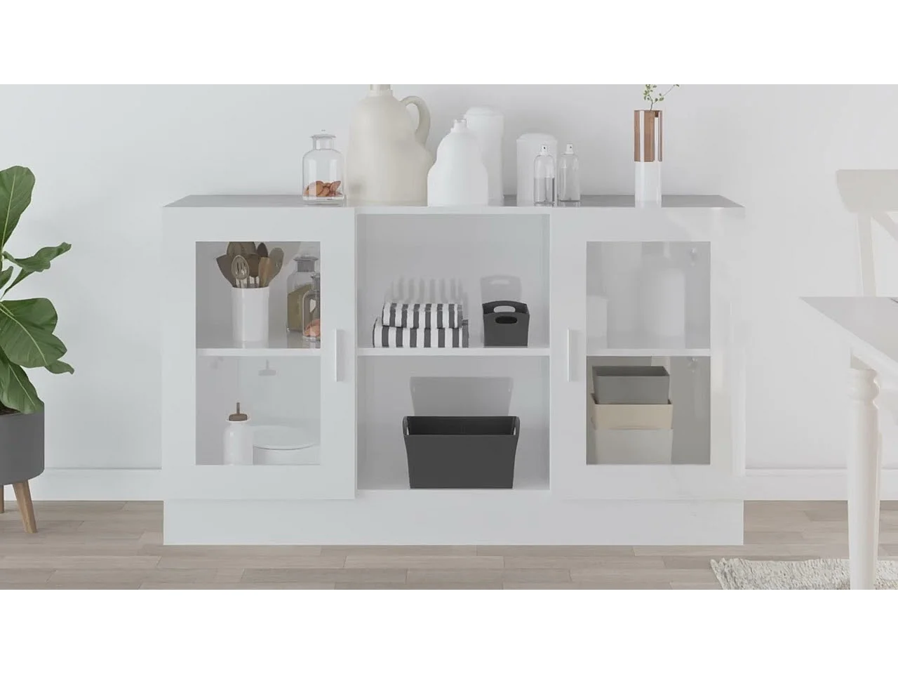 Armoire à vitrine Blanc brillant 120x30,5x70 cm Bois ingénierie