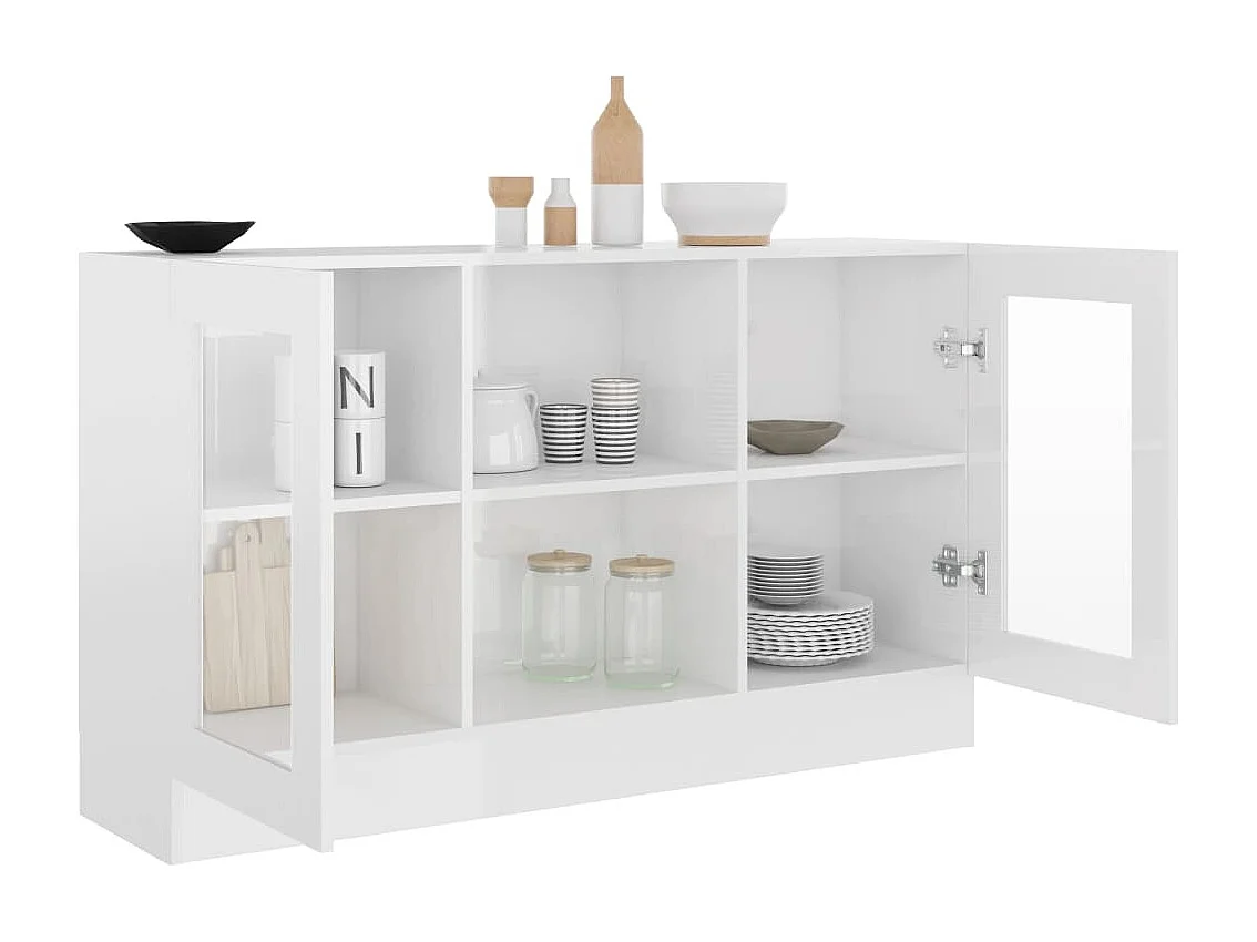 Armoire à vitrine Blanc brillant 120x30,5x70 cm Bois ingénierie