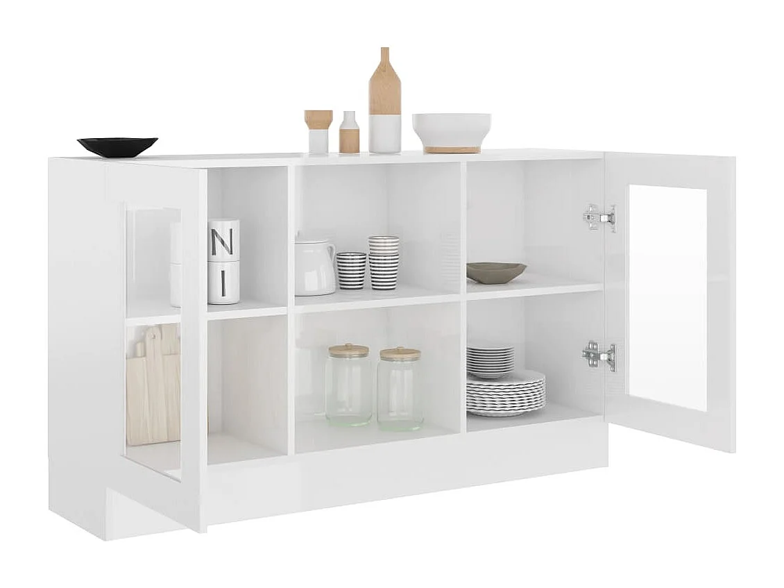 Vitrinekast 120x30,5x70 cm bewerkt hout hoogglans wit