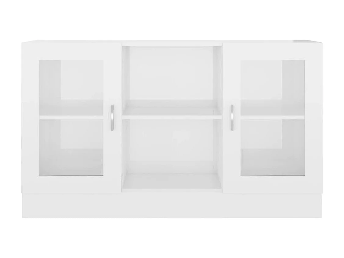 Vitrinekast 120x30,5x70 cm bewerkt hout hoogglans wit