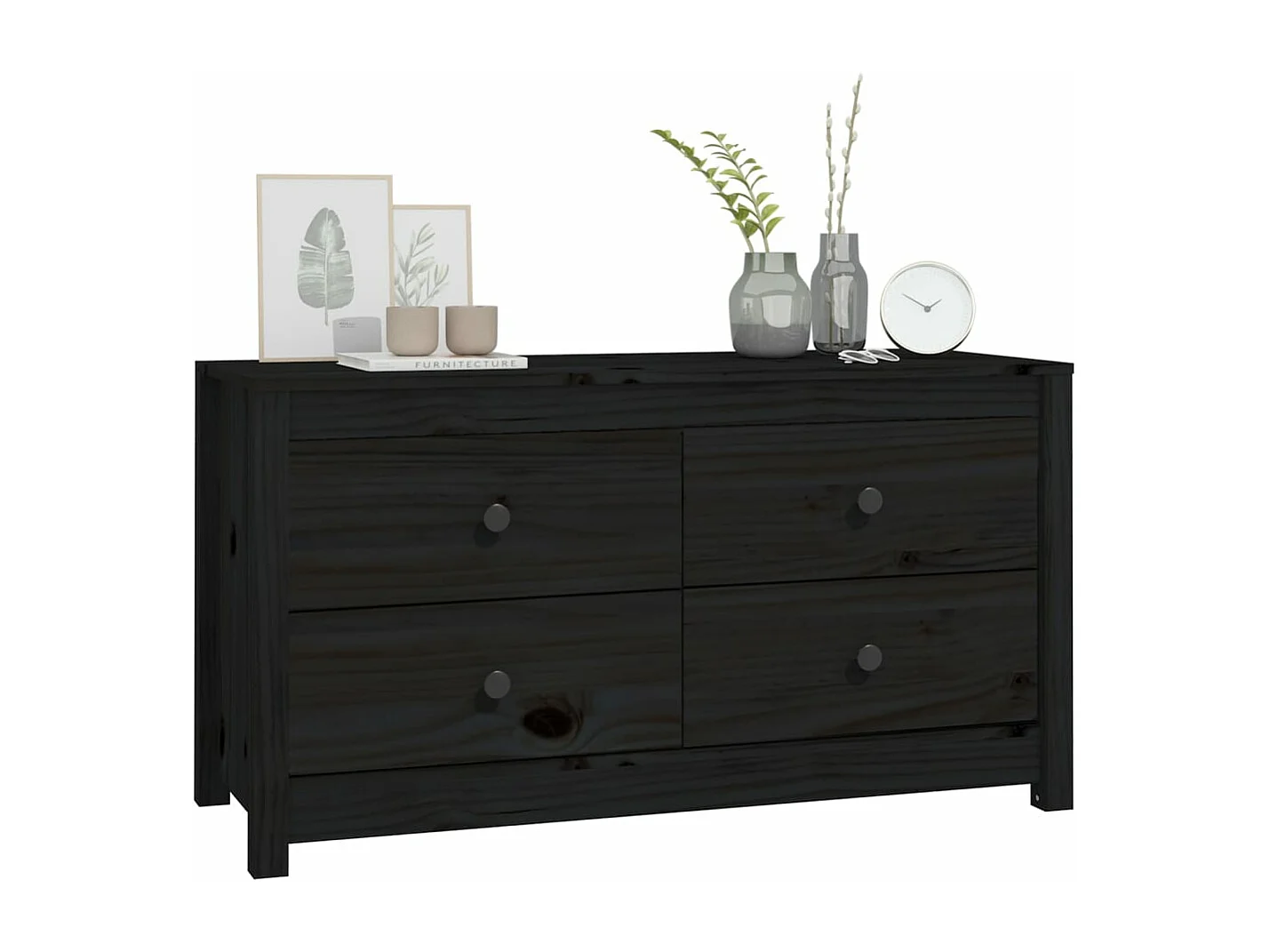 Armoire latérale Noir 100x40x54 cm Bois de pin massif