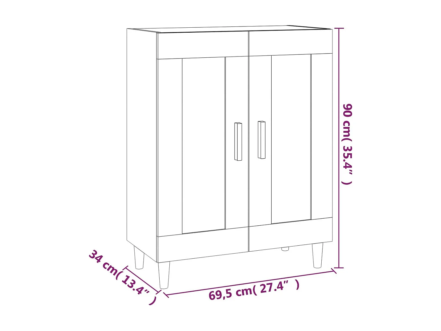 Sideboard Weiß 69,5x34x90 cm Holzwerkstoff