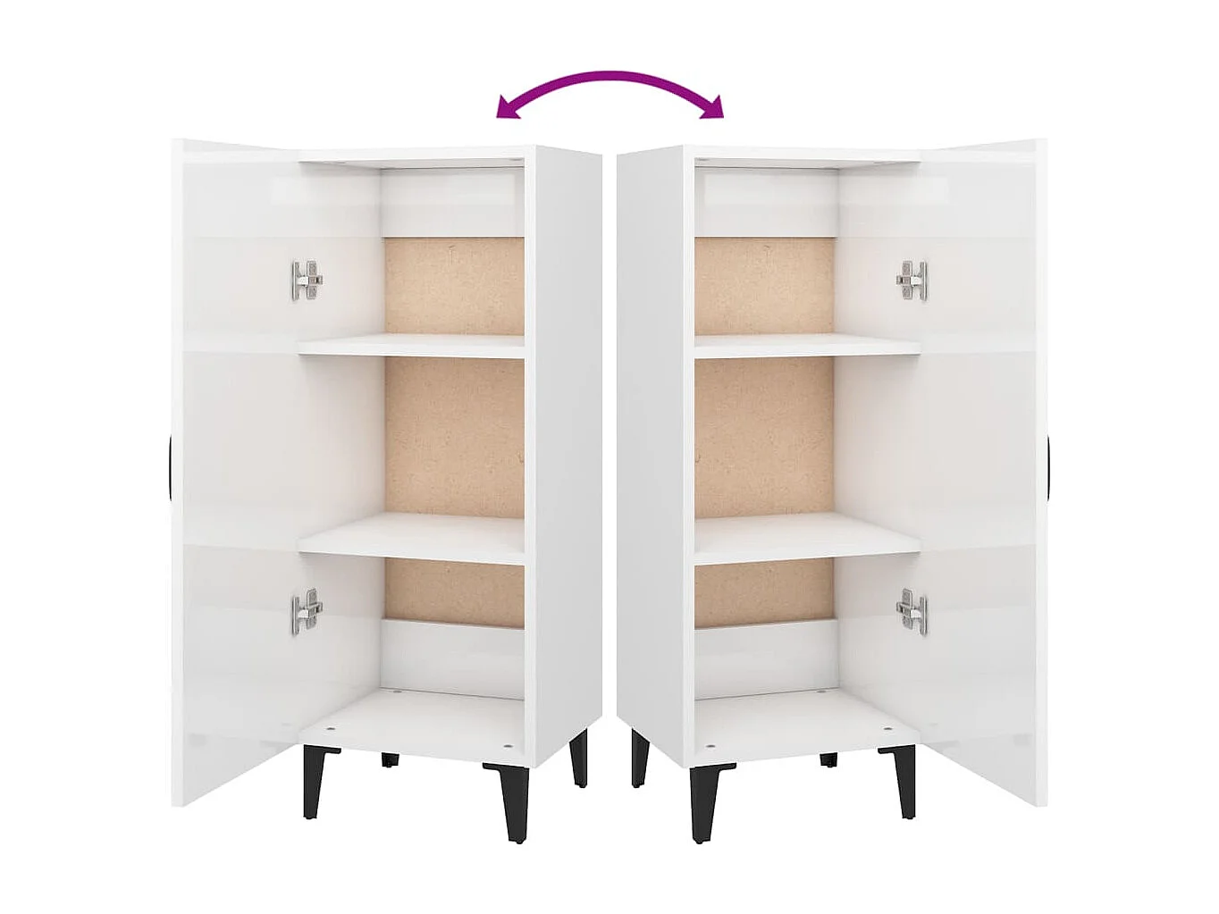 Buffet Blanc brillant 34,5x34x90 cm Bois d'ingénierie