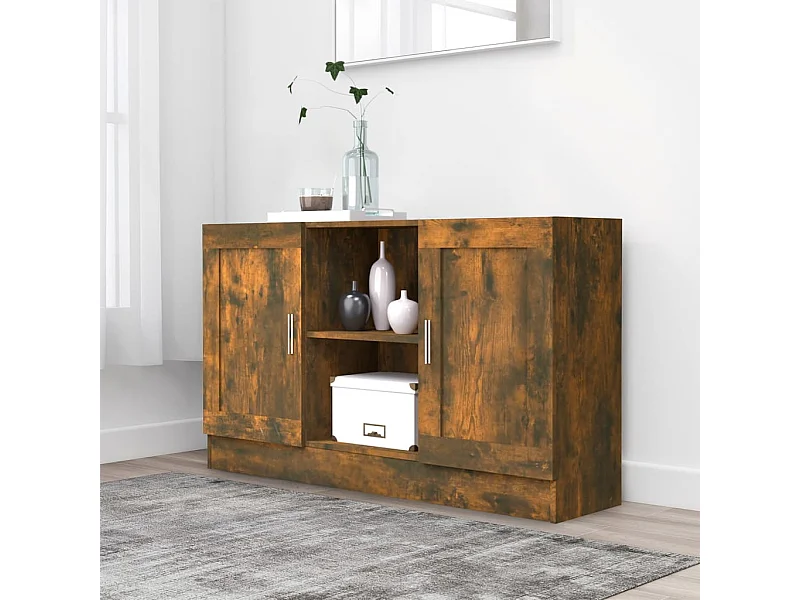 Credenza Rovere Fumo 120x30,5x70 cm in Legno Multistrato