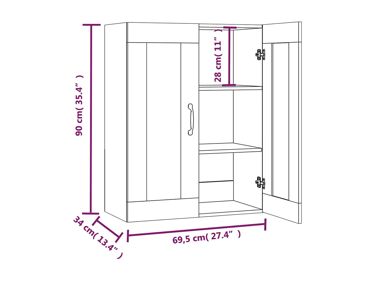 Hängeschrank Betongrau 69,5x34x90 cm