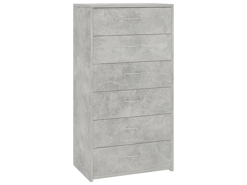 Aparador c/ 6 gavetas 50x34x96cm contraplacado cinzento cimento