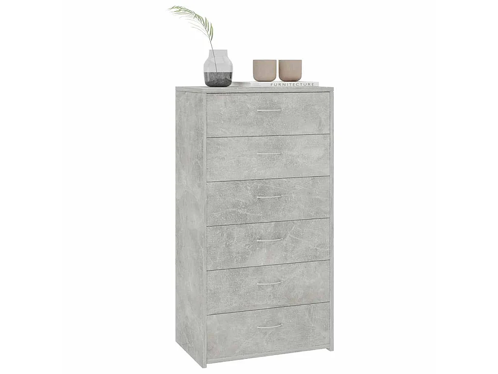 Sideboard mit 6 Schubladen Betongrau 50x34x96 cm Holzwerkstoff