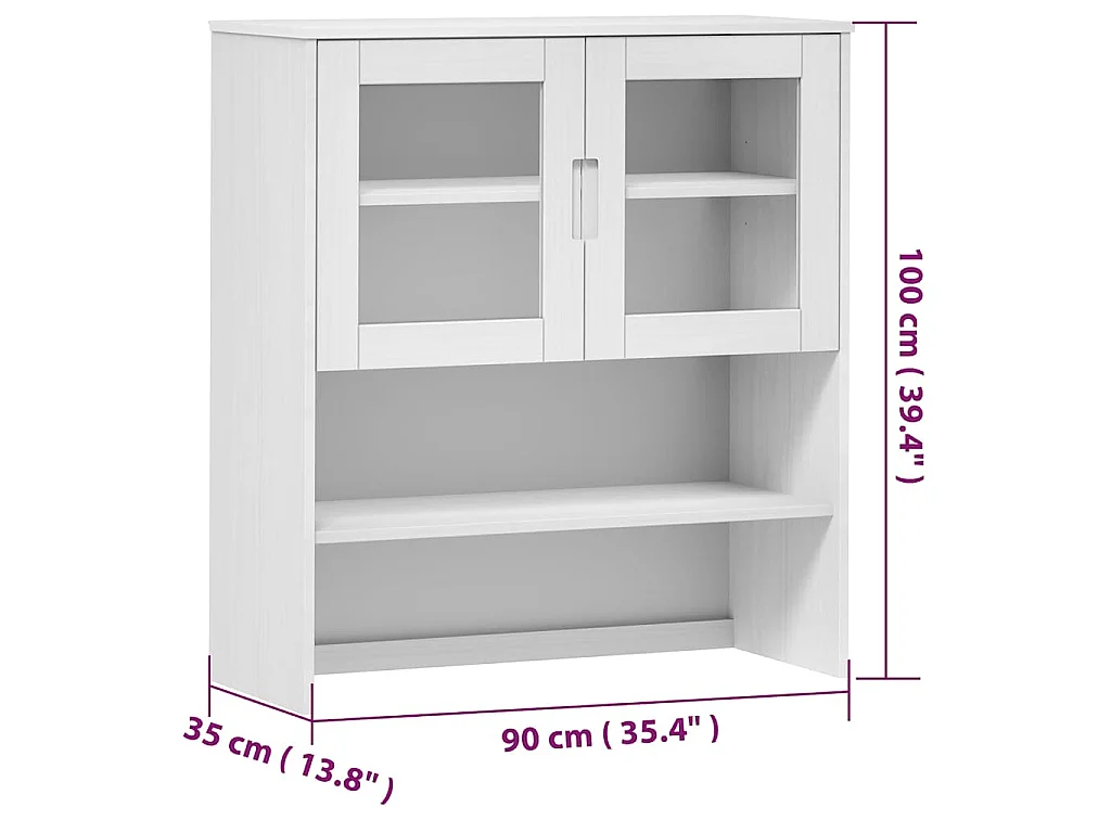 Dessus de buffet MOLDE Blanc 90x35x100 cm Bois massif de pin