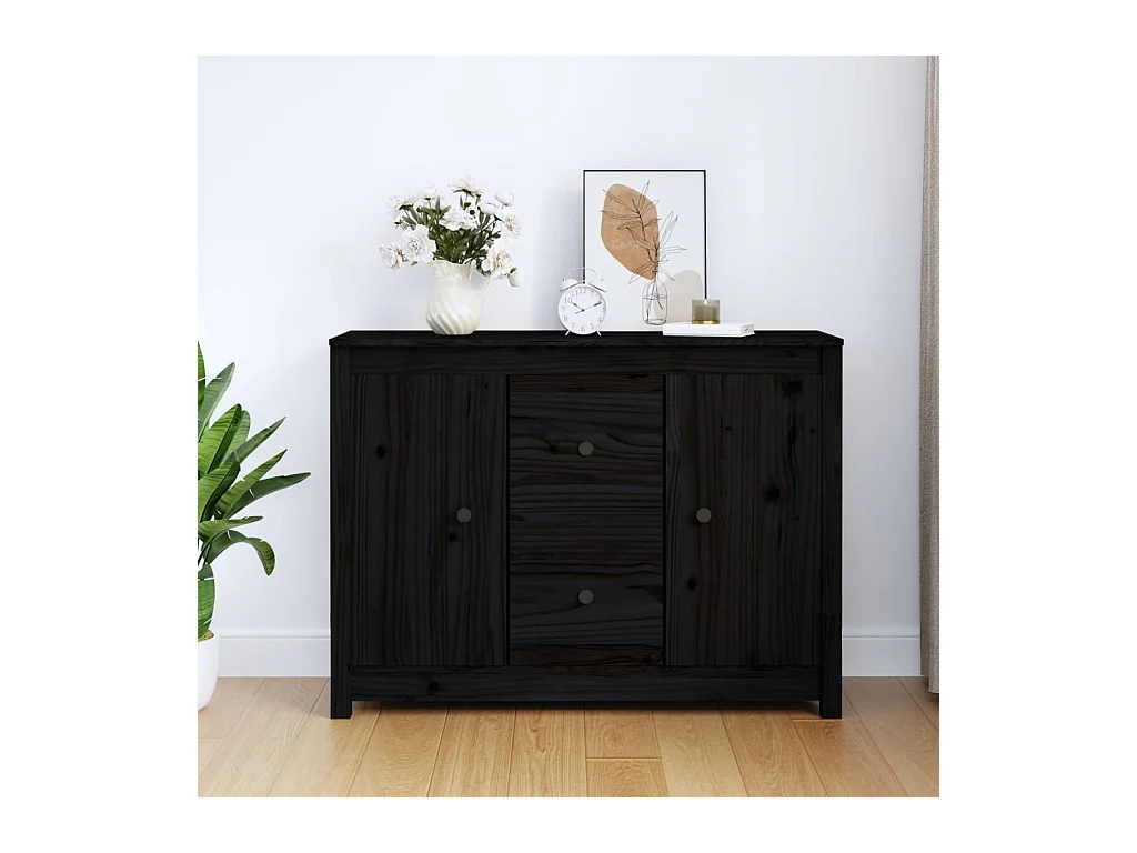 Dressoir 100x35x74 cm massief grenenhout zwart