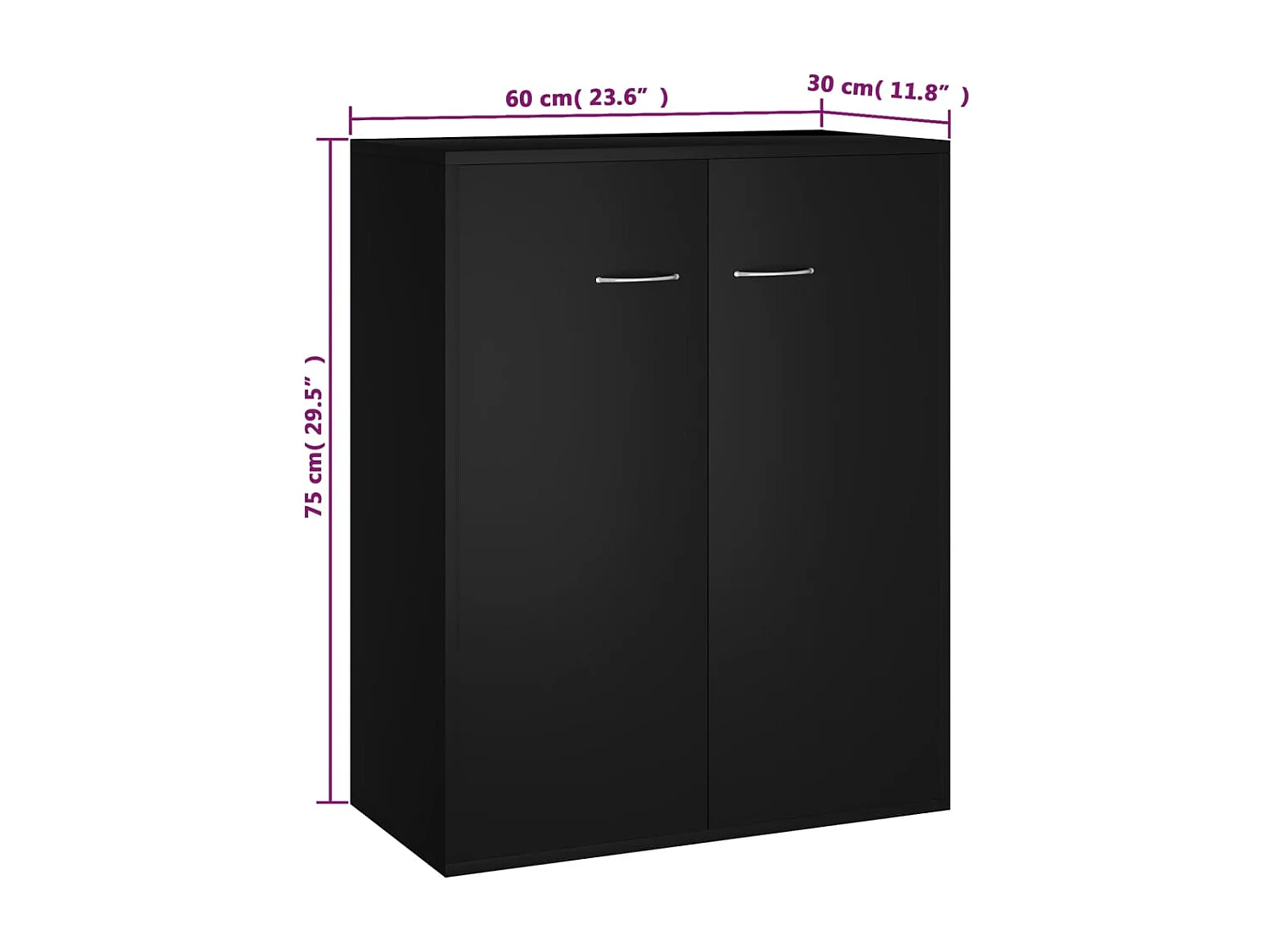 Sideboard Schwarz 60x30x75 cm Holzwerkstoff