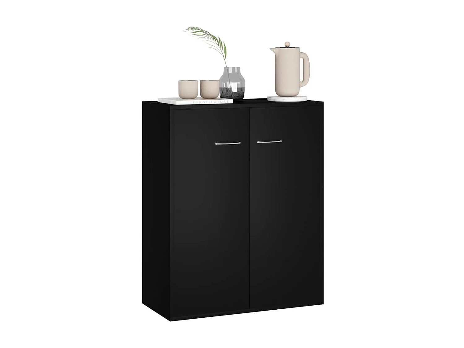 Buffet noir 60x30x75 cm bois d'ingénierie