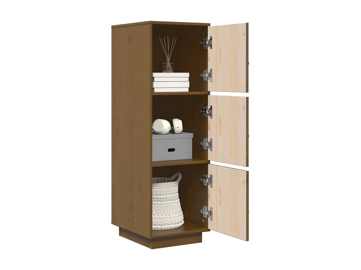 Buffet haut Marron miel 34x40x108,5 cm Bois massif de pin