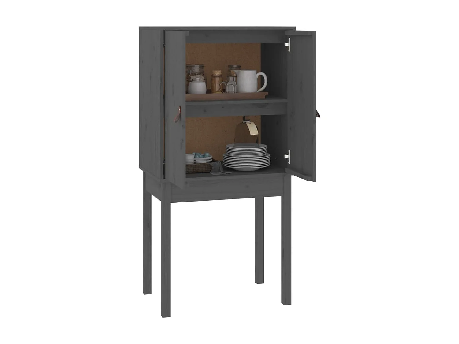 Buffet haut Gris 60x40x120 cm Bois massif de pin